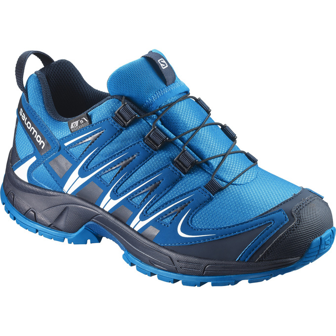 SALOMON UK XA PRO 3D CSWP K - Kids Trail Running Shoes Blue,CUHZ92754